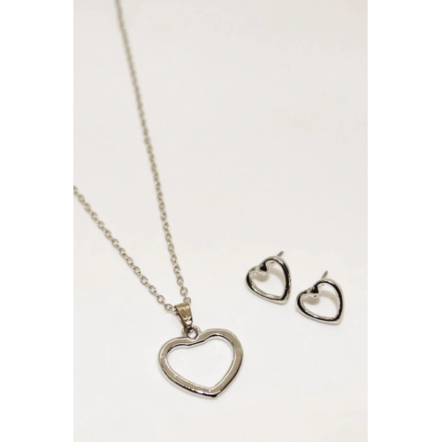 Kalp Tasarımlı Kolye Küpe Takım Seti