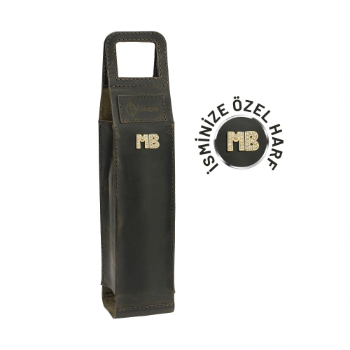 İsim Baş Harfleri ile Kişiselleştirilebilir Hakiki Deri Şaraplık - HH06003 - Antrasit