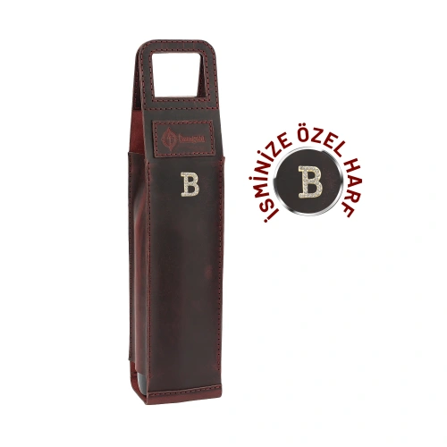 İsim Baş Harfleri ile Kişiselleştirilebilir Hakiki Deri Şaraplık HH06003 Bordo