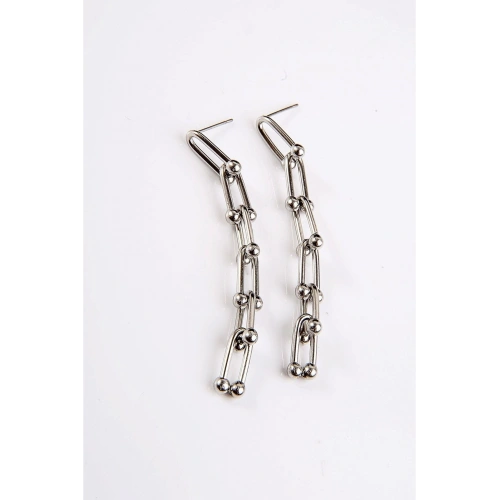 Özel Tasarımlı Gold ve Gümüş Kaplamalı Çelik Sallantılı Küpe