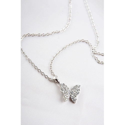 Kelebek Tasarımlı Zirkon Taşlı Kolye