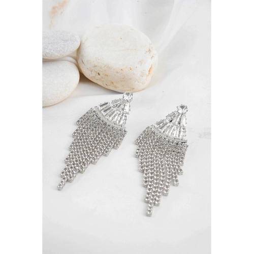 Abiye Küpe Baget Zirkonium Taşlı Parlak Stras Taşlı Özel Tasarımlı Abiye Küpe