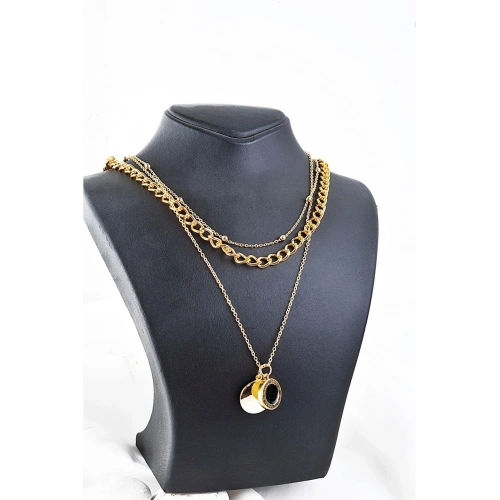 Zincir Takımlı Özel Tasarımlı Yuvarlak Yüksek Kaliteli 3lü Kolye