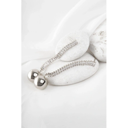 Baget Zirkon Taşlı Vidalı Sallantılı Küpe