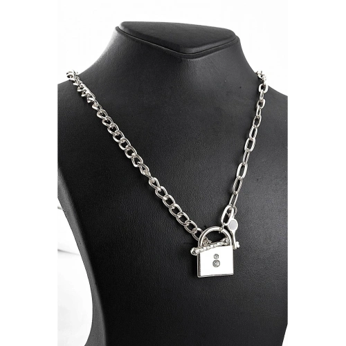 Anahtar Kilit Tasarımlı Zincir Setli 3lü Kolye Seti