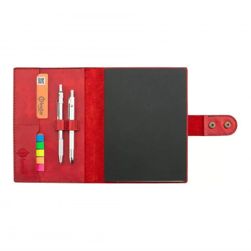 A5 Defter ve Ajanda Kılıfı - %100 Rainbow Deri - KO10001 - Kırmızı