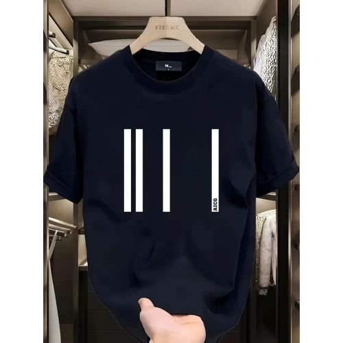 AICG Ön Arka Baskılı Bisiklet Yaka Kadın Oversize Bisiklet Yaka T-shirt - Siyah