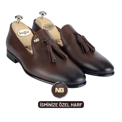 Antik Deri Püsküllü Kösele Erkek Ayakkabı - TWGP006