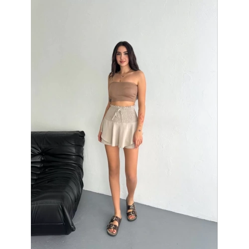 Ayrobin Şortlu Etek - Bej