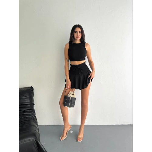 Ayrobin Şortlu Etek - Siyah