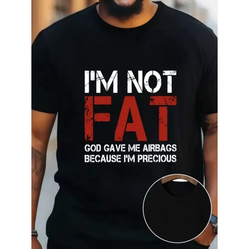 Ben Şişman Değilim Tanrı Bana Hava Yastığı Verdi Çünkü Ben Değerliyim Tişörtü - Siyah