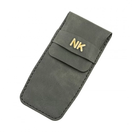 İsme Özel Çok Amaçlı Aksesuar Kılıfı - %100 Rainbow Deri - AK01002 - Antrasit