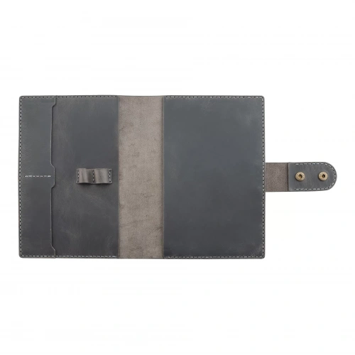A5 Defter ve Ajanda Kılıfı - %100 Crazy Deri - KO10003 - Antrasit