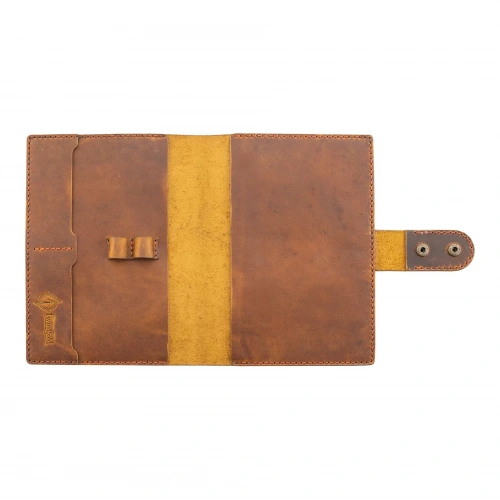 A5 Defter ve Ajanda Kılıfı - %100 Crazy Deri - KO10003 - Taba