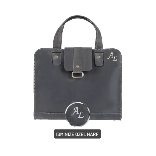 İsme Özel Crazy Büyük Boy Çanta - %100 Crazy Deri - AC09005 - Antrasit