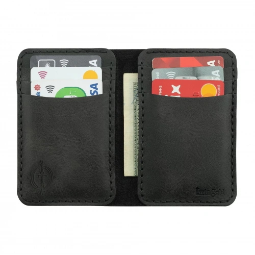 İsme Özel Dikey Uzun Klasik Cüzdan - %100 Crazy Deri - A010004 - Antrasit