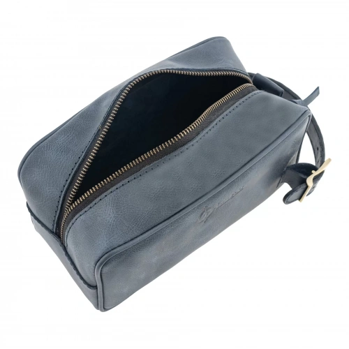 İsme Özel Dopp Kit Kişisel Bakım ve Seyahat Çantası - %100 Rainbow Deri - AC14004 - Lacivert