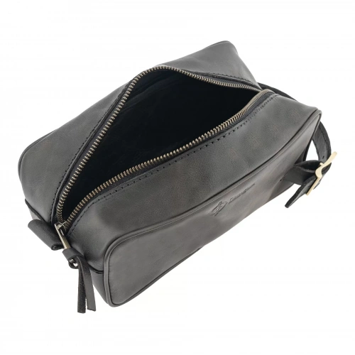 İsme Özel Dopp Kit Kişisel Bakım ve Seyahat Çantası - %100 Rainbow Deri - AC14004 - Antrasit