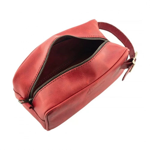 İsme Özel Dopp Kit Kişisel Bakım ve Seyahat Çantası - %100 Rainbow Deri - AC14004 - Kırmızı