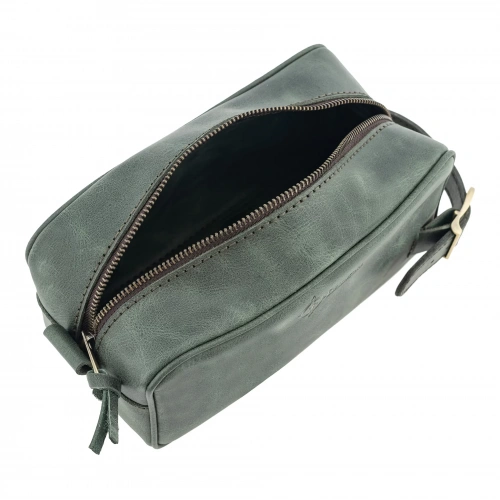 İsme Özel Dopp Kit Kişisel Bakım ve Seyahat Çantası - %100 Rainbow Deri - AC14004 - Haki