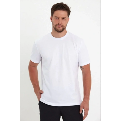 Erkek 24/1 Düz A Kalite Oversize T-shirt - Beyaz