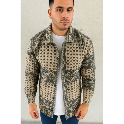 Erkek Polar Fermuarlı Sweatshirt – Kapüşonsuz, Cepli, Yumuşak Dokulu, Oversize Rahat Kalıp, Kışlık Sıcak Tutan Fermuarlı Üst - Bej