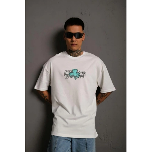 Erkek Sırt Baskılı T-shirt - Beyaz