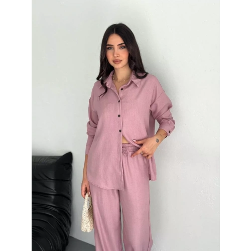 Gömlek Pantolon ikili Takım - Toz Pembe