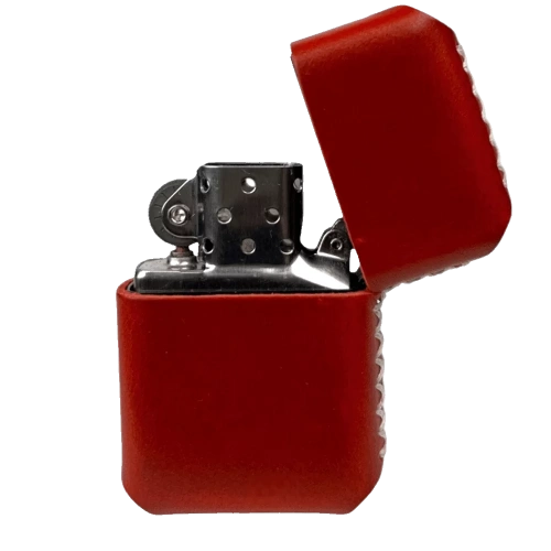 Handmade El Yapımı Hakiki Deri Zippo Modeli Çakmak - AG02001 - Kırmızı