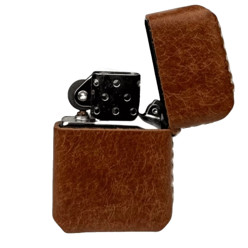 Handmade El Yapımı Hakiki Deri Zippo Modeli Çakmak - AG02001 - Kahverengi