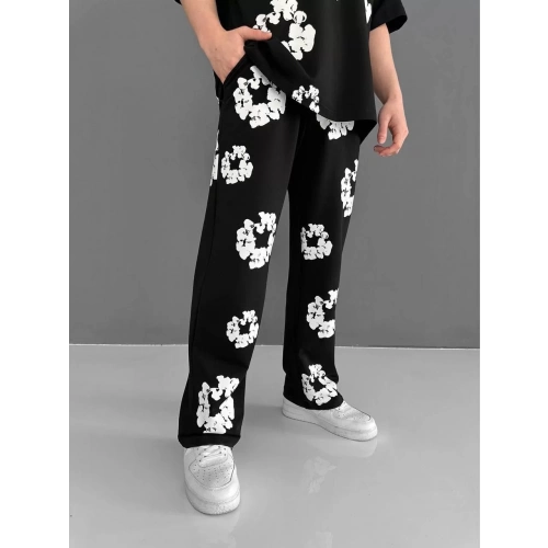 iki İplik Kumaş Baskılı Esofman - Siyah