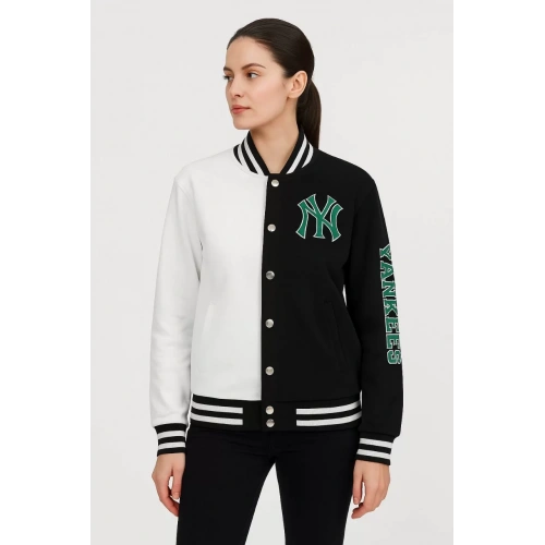 İki İplik Nakış İşlemeli Kolej Çeket  - Siyah