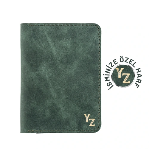 İsme Özel Pasaport Kılıfı - %100 Rainbow Deri - AK02003 - Haki