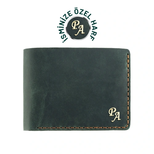 İsme Özel Yatay Klasik Cüzdan - %100 Rainbow Deri - A010001 - Haki