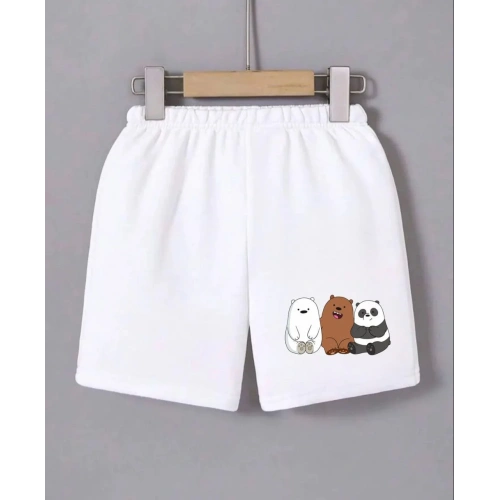 Kadın Beli Lastikli Baskılı Mini Şort - Beyaz