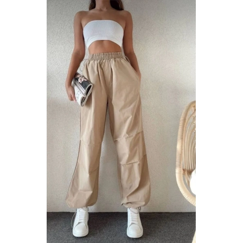 Kadın Cepli Paraşut Pantalon - Bej