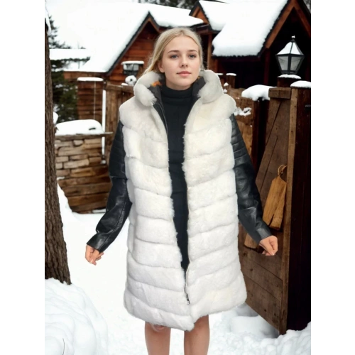 Kadın Hakiki Deri ve Suni Kürk - Beyaz