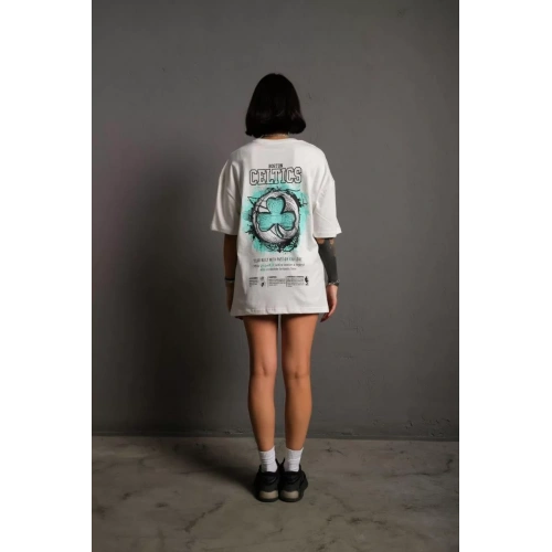 Kadın Sırt Baskılı T-shirt - Beyaz