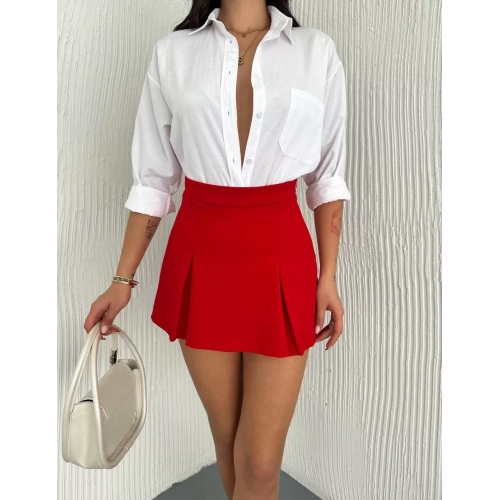 Kadın Şortlu Etek - Kırmızı