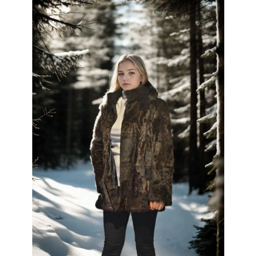 Kadın Uzun Kollu Deri Ceket - Leopar