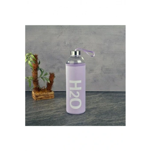 Kılıflı Cam Matara - 1000 ml - Lila