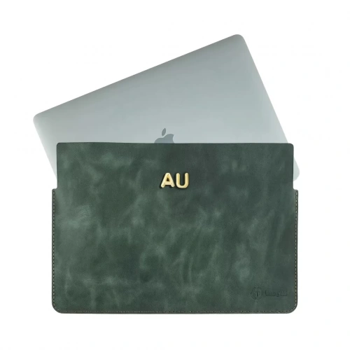 İsme Özel Macbook Kılıfı - %100 Rainbow Deri - ET02002 - Haki