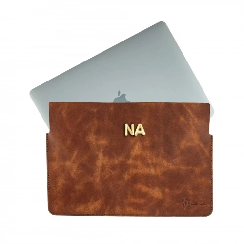 İsme Özel Macbook Kılıfı - %100 Rainbow Deri - ET02002 - Kahverengi