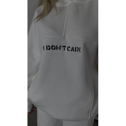 Nakış İşlemeli Üç İplik Sweat Takım- Beyaz