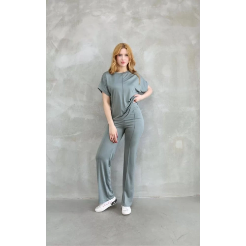 Osy Modal Yumuşak dokulu Kumaş Bisiklet Yaka Kısa Kollu Takım - Mint Yeşili