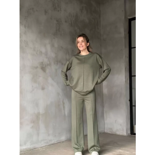 Osy Modal Yumuşak dokulu Kumaş Bisiklet Yaka Takım- Haki