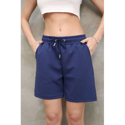 Osy Modal Yumuşak dokulu Kumaş Kadın Kısa Şort - Mavi