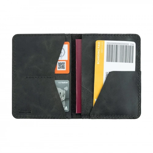 İsme Özel Pasaport Kılıfı - %100 Rainbow Deri - AK02003 - Antrasit