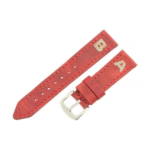 İsme Özel El Dikişli Saat Kordonu - %100 Çift Kat Deri - AG03003 - Kırmızı