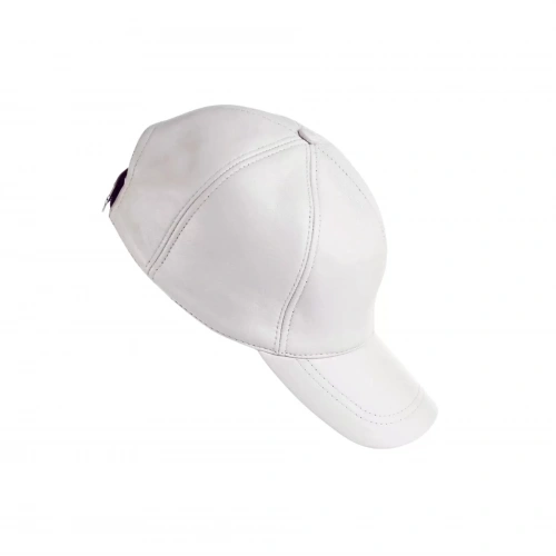 İsme Özel Kep Şapka - %100 Deri - AB01012 - Beyaz